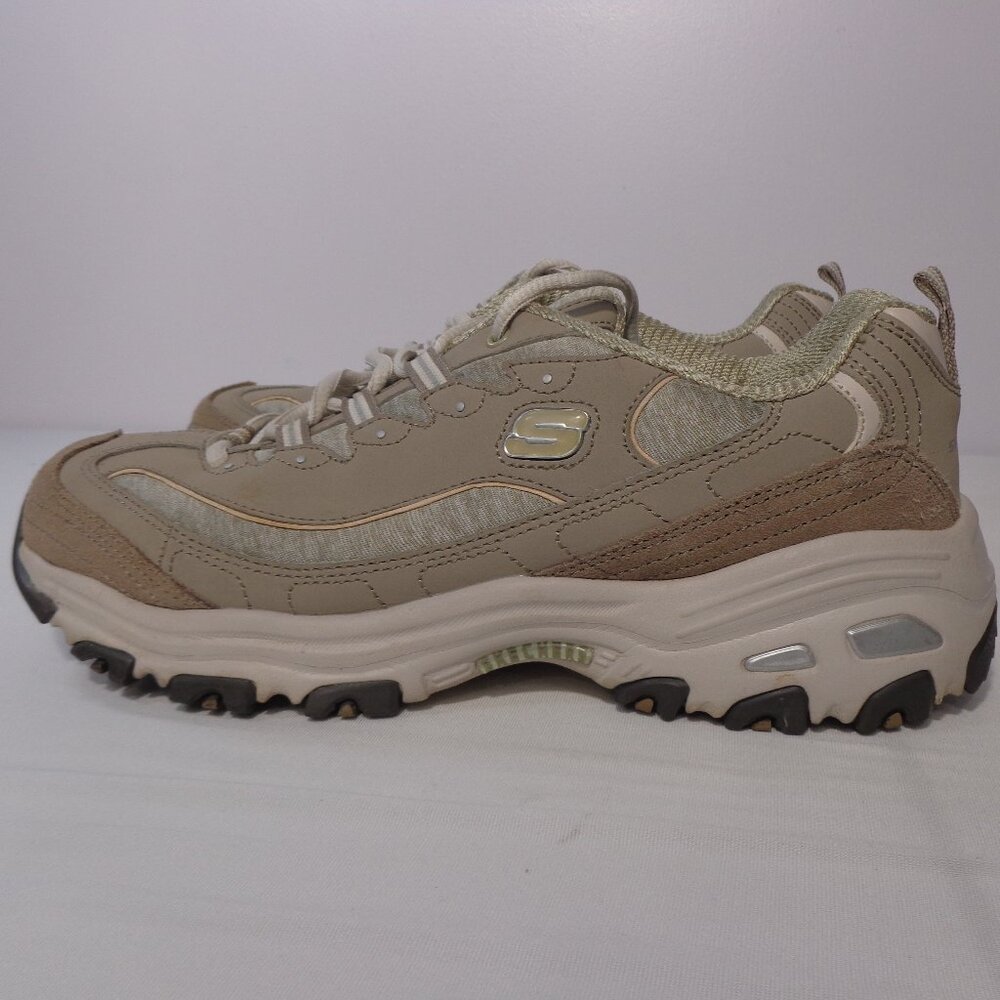 Skechers D'Lites Air-Cooled Memory Foam Leather Beige‎ Sneakers Women's Size 10